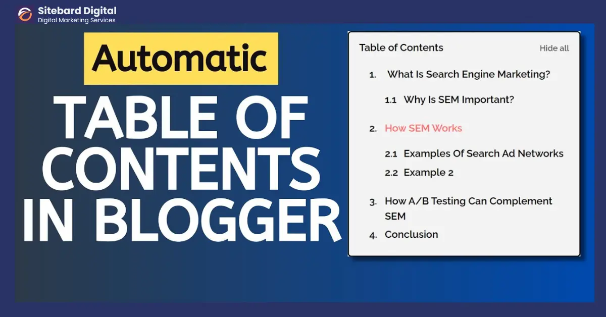 How to Add a Table of Contents in Blogger