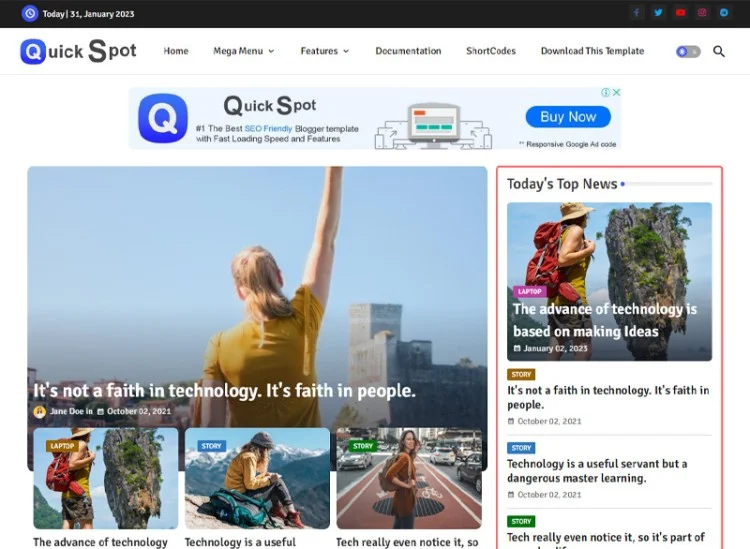 QuickSpot Blogger template